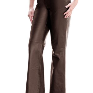 Formal boot cut pattern womens leather pants
