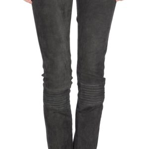 Exciting zippered sude leather pants for women