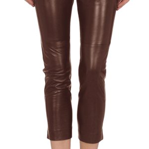 Capri style womens leather pant with four pouches