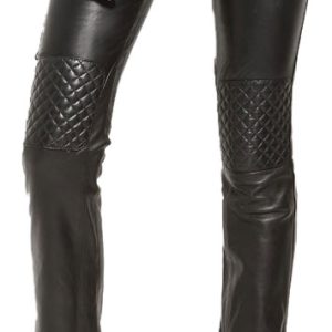 Beguiling women leather pant with stylish diamond quiled panels